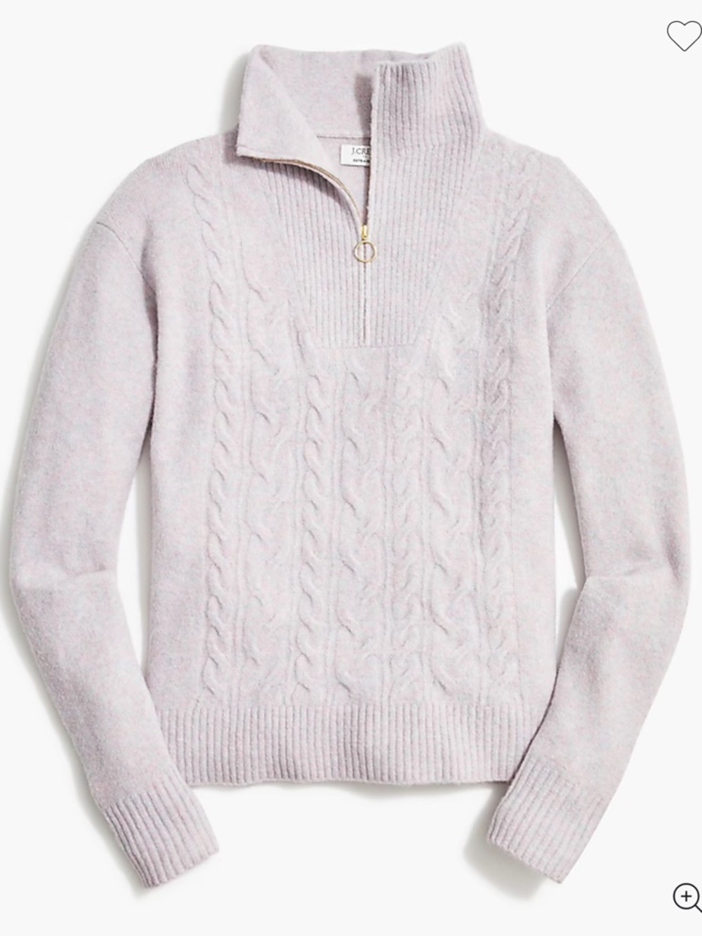 J. Crew half zip cable sweater in extra soft yarn